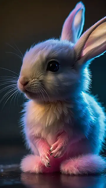 Bunnies in Neon: A Fuzzy Friend