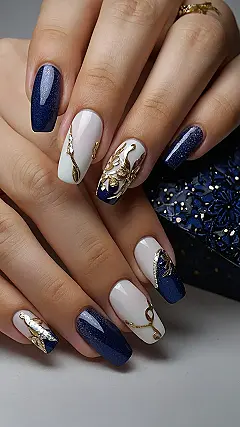 Golden Winter Nails
