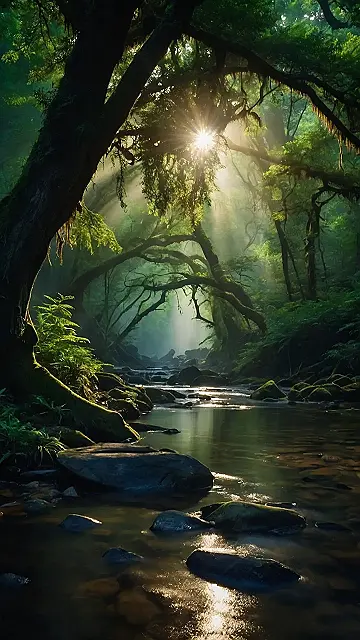 Sunbeams Dancing in the Enchanted Forest