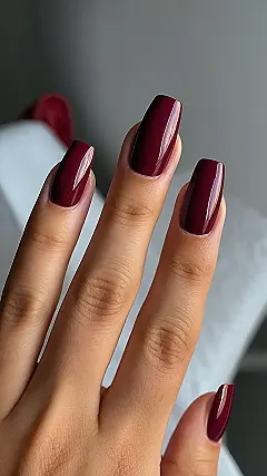 Burgundy Jewel Nails