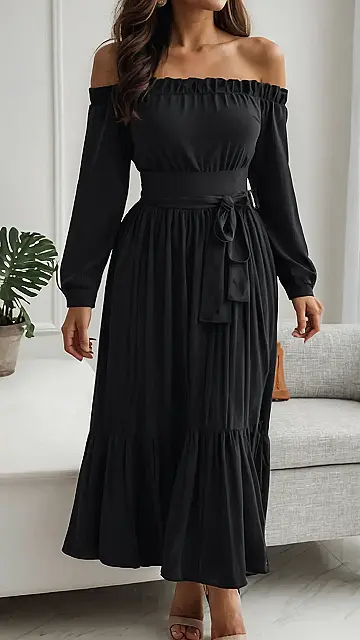 [Title-1]=1. Fall Maxi Dress:  The “Off-the-Shoulder”  Queen,