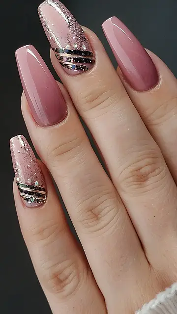 Fall Glamour: Pink Nail Bliss
