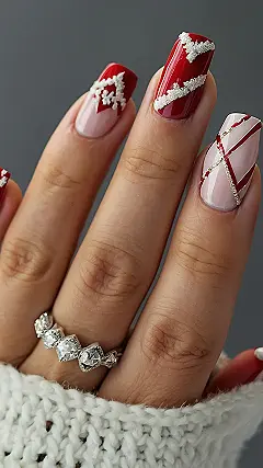 Red & Gold Holiday Nails