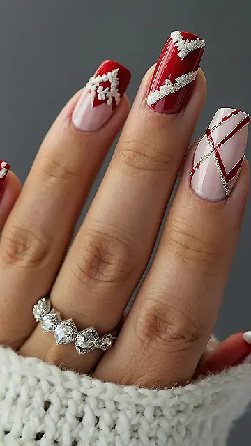 Red & Gold Holiday Nails