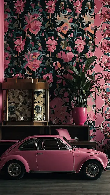 Pink Power: A Car’s Floral Fantasy