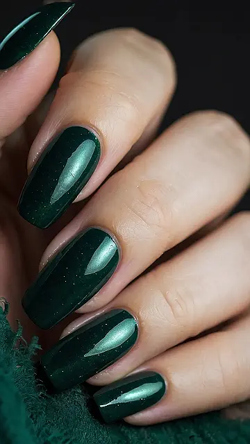 Gold & Green Nails