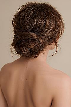 Elegant Bridesmaid Updos: Chic Messy Low Buns for Weddings