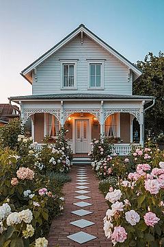 Dreamy Cottagecore Exterior: Enchanting Vintage House Design with Lush Landscaping