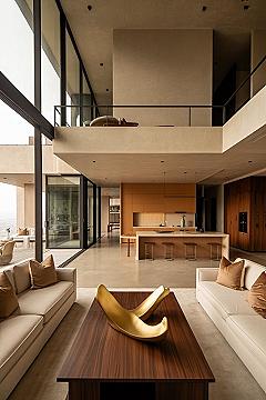 High Ceiling Living Room Modern: Luxury Open Concept Residential Architecture