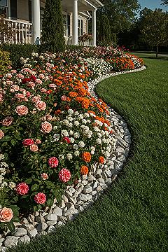 Vibrant Front Yard Landscaping: Colorful Flower Beds & Cottage Charm