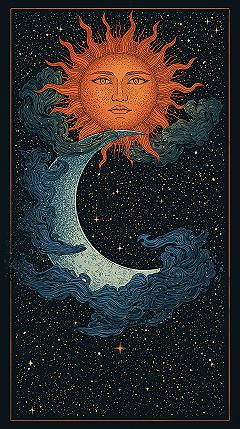 Dark Celestial Magic: Moon & Sun iPhone Wallpaper Aesthetic