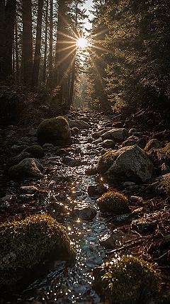 Enchanted Forest Stream: Serene Nature Wallpaper Aesthetic