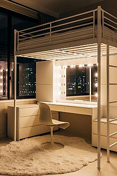 Chic Loft Bed & Desk: Dreamy Small Room Ideas for Girls