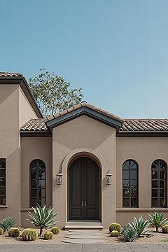 Modern Spanish Colonial Homes with Bold Black Trim