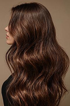 Rich Dark Walnut Brown Hair with Auburn Balayage