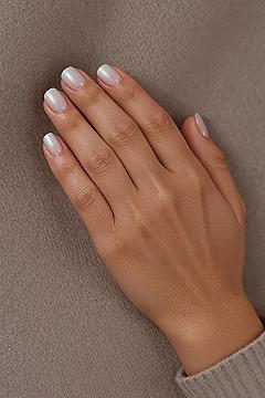 Classy Pearl Nails: Subtle & Elegant Short Rounded Acrylics