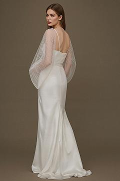 Danielle Frankel Silk Cape Gown: Modern Bridal Elegance