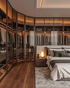 Luxury Glass Closet: Modern Cozy Bedroom & Residential Architecture Goals