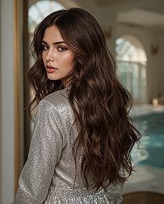 Glamorous Half-Up Bridal Hair for Long Wavy Tresses