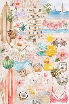 Ultimate Summer Beach Collage: Your Aesthetic 4K Wallpaper