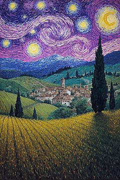 Dreamy Village Oil Painting: Aesthetic Phone Wallpapers