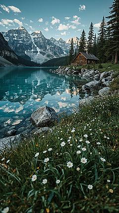 Tranquil Mountain Lake: Serene Nature Wallpaper 4K Escape