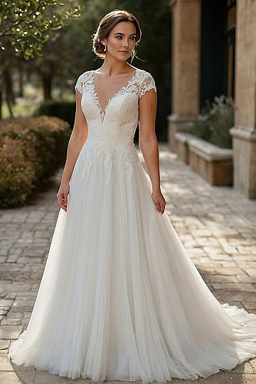 Soft Lace Bodice Meets Flowing Tulle Skirt