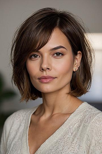 Soft lace knit and a warm, layered bob