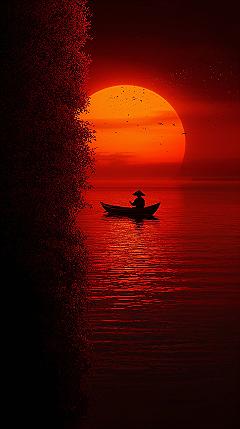 Dramatic Red Sunset Aesthetic: 4K Desktop Wallpaper for 2024