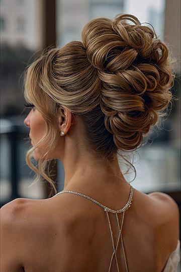 Rolled and Twisted Updo with Soft Front Tendrils