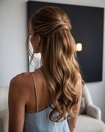 Twisted Crown with Cascading Waves: An Elegant Bridal Style