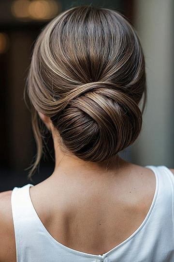Soft Twists Forming a Low, Elegant Bun