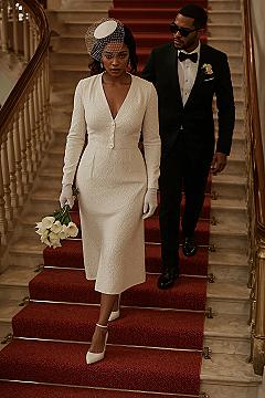 Timeless Civil Wedding Outfit: Elegant Short Bridal Style