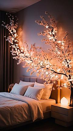 Magical Bedroom Oasis with Cherry Blossom Lights