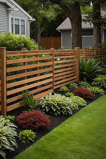 Modern Horizontal Slat Wood Fences for Privacy