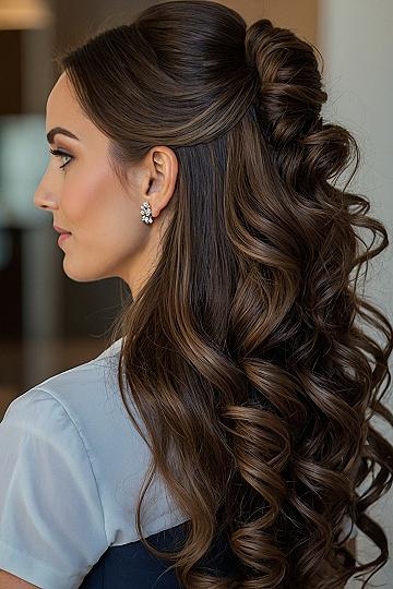 Half Up Half Down Curls for Long Bridal Hair