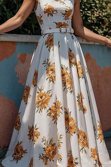 Styling a Belted Yellow Floral Maxi Dress for Summer
