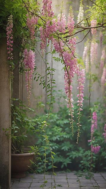 Using Hanging Wisteria Blooms as Phone Wallpaper