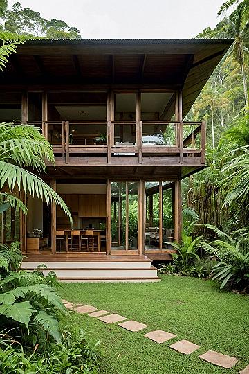 Blending Modern Lines with Tropical Wood Materials