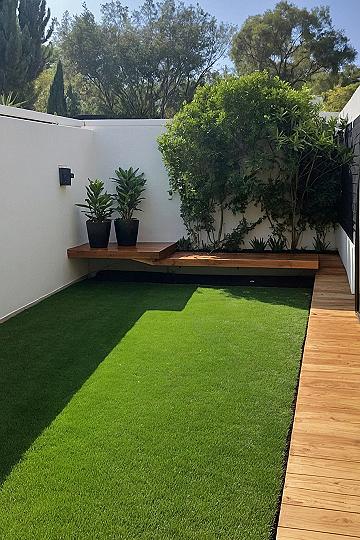 Creating a Cozy Backyard Lawn and Wooden Seating Area