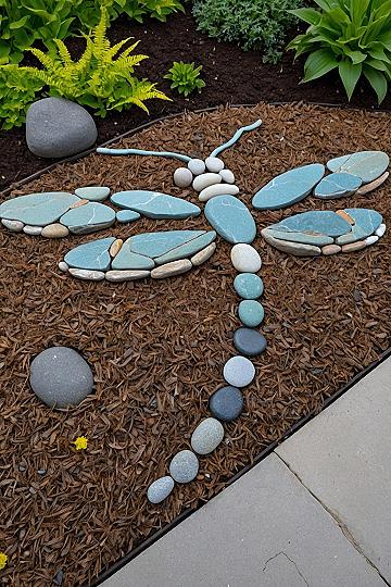 Creating A Pebble Dragonfly Art Piece In Your Garden