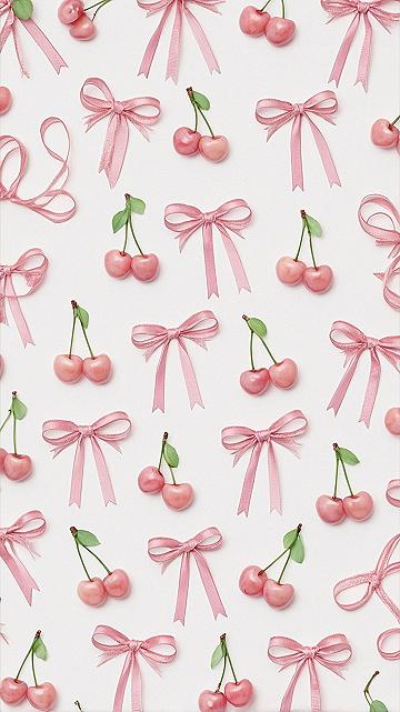 Creating Sweet Charm with Pink Bow and Cherry Wallpaper
