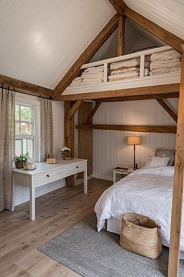 Building a Timber Beam Loft Bed in Small Cottages