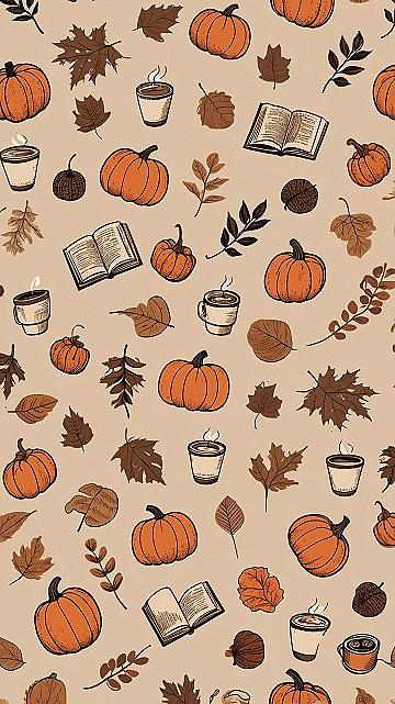 Cozy Doodle Patterns for Fall Phone Wallpapers