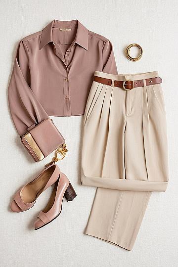 Pairing Dusty Pink Shirts with Cream Trousers