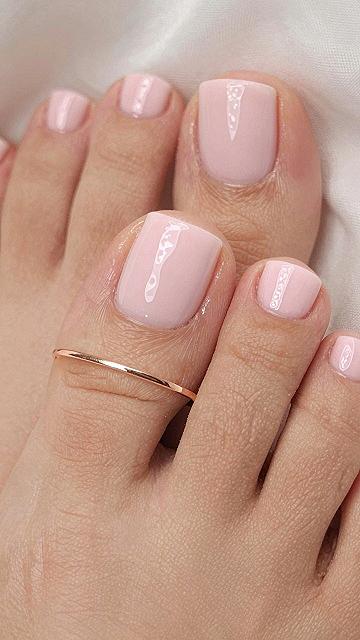 Soft Milky Pink Gel Pedicure Ideas