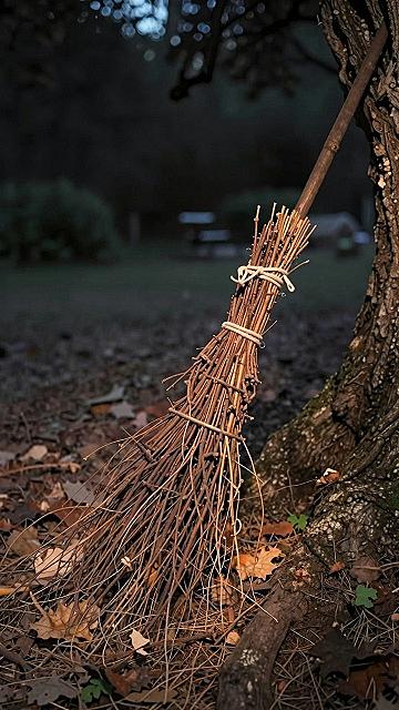 Styling a Twig Witch Broom for Front Porch Halloween Decor