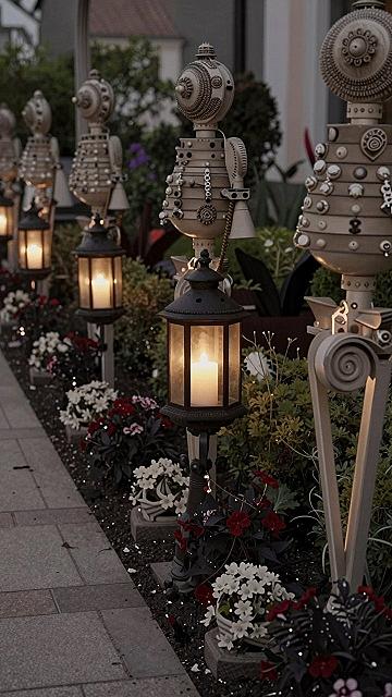 Lined Pathway Lanterns For Spooky Ambiance
