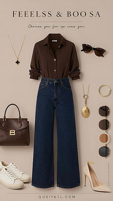Pairing Dark Denim With A Tailored Brown Button Down Shirt