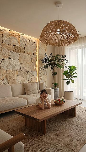 Natural Stone Accent Walls for Organic Living Rooms
